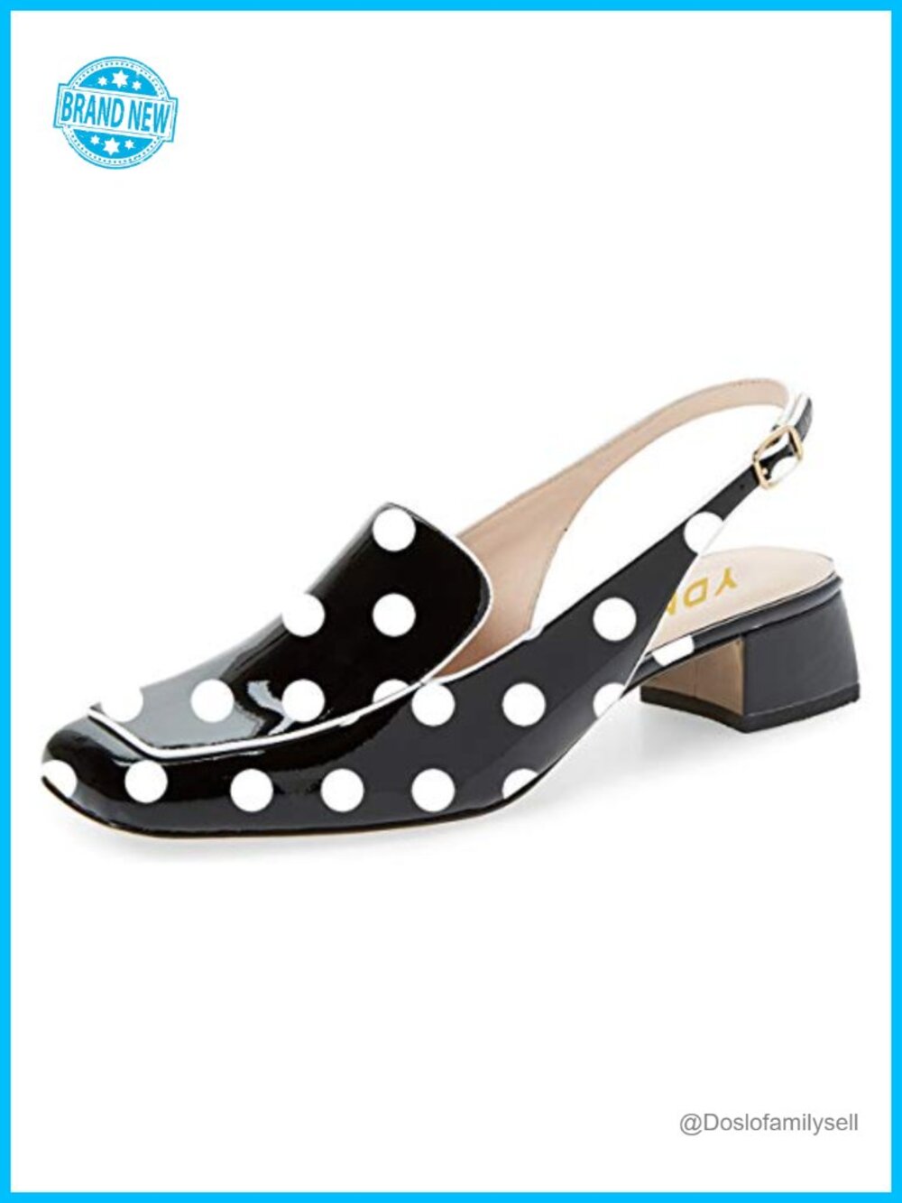 Slingback Block Low Heel Square Toe Synthetic Leather Dressy Pump